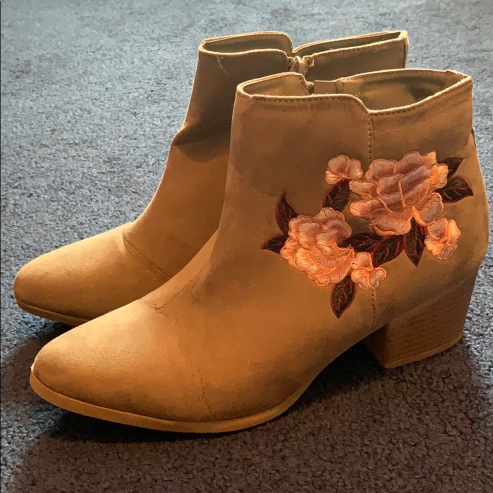 Charlotte Russe heeled floral boots